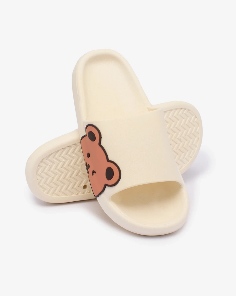 Royalfashion Fehér női flip-flop mackóval Levekki