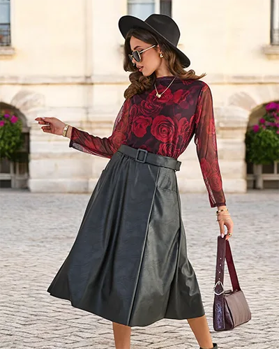 Royalfashion Női midi szoknya NAGY MÉRET