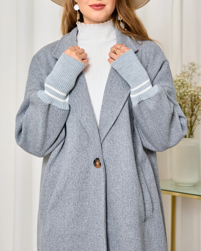 Royalfashion női térdig érő kabátkabát szürke színben