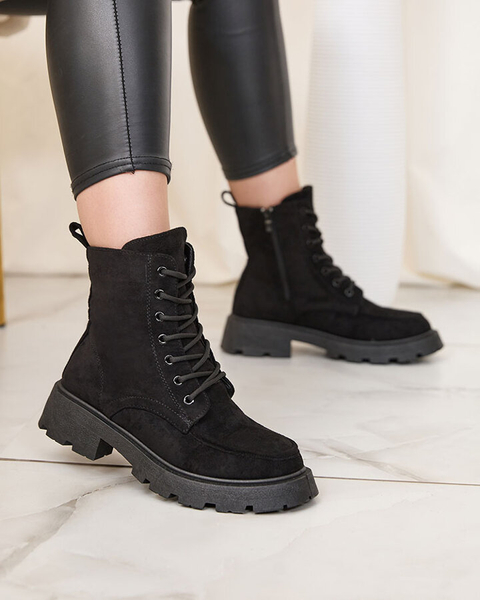 Royalfashion Fekete női Oroccar fűzős csizma