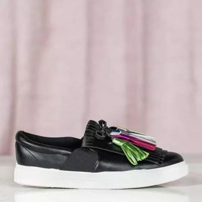 OUTLET Fekete sportcipő Osederra rojtokkal - Lábbeli