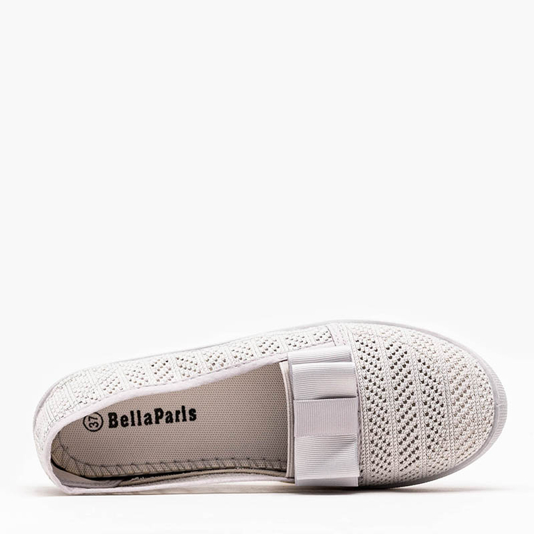 OUTLET Világosszürke áttört tornacipő Nadin masnival - Lábbeli