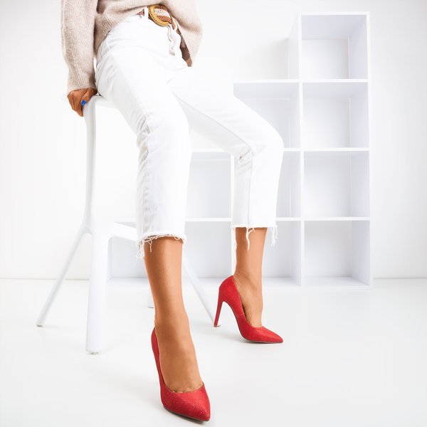 női vörös sarkú, csillogó Nissa - lábbeli