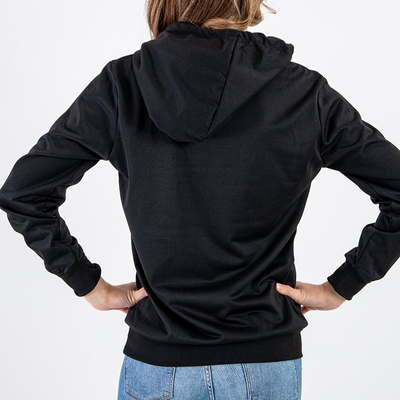 Női fekete kapucnis pulóver