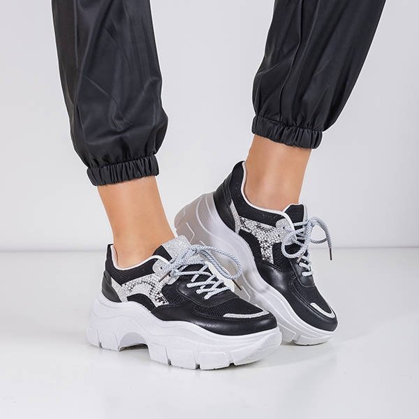 Fekete Hofman vastag talpú sportcipő - lábbeli