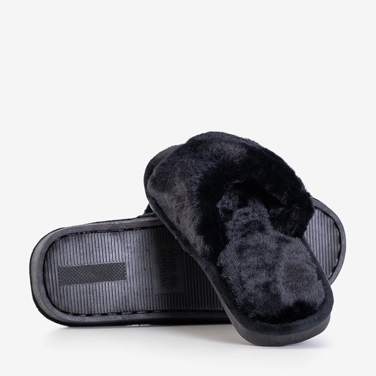 Fekete női Ramane szőr papucs - Lábbeli