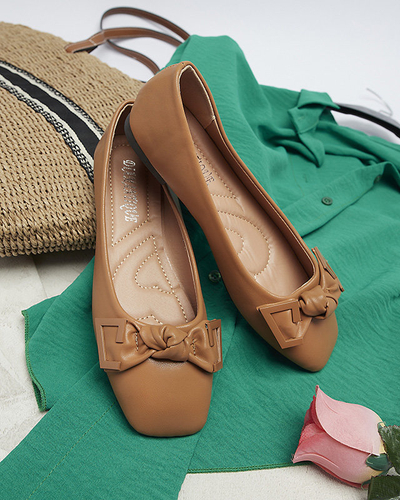 Női teve színű balerinák orrdíszítéssel Caxien- Footwear