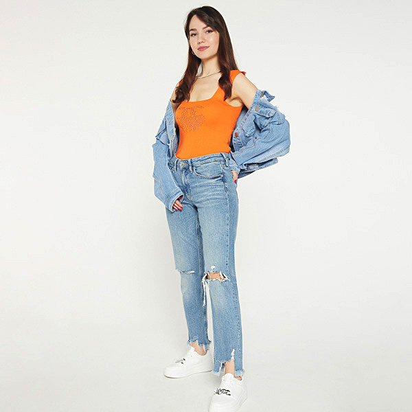 Narancssárga női felső cirkóniával - Ruházat