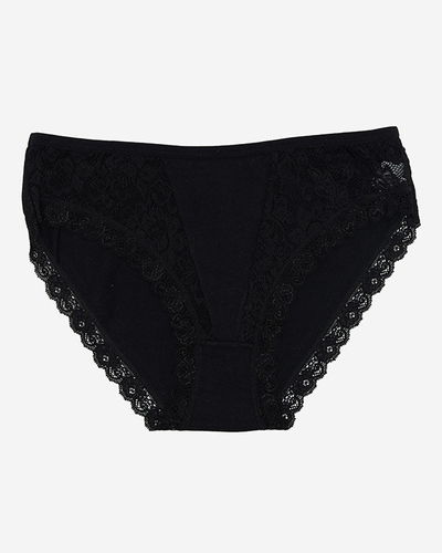 Női fekete pamut bugyi csipkével - Fehérnemű