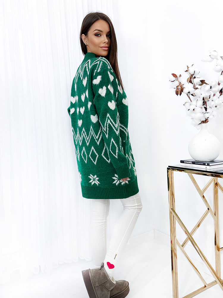 Royalfashion Mintás zöld női ágytakaró pulóver