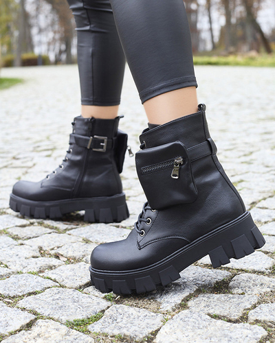 OUTLET Fekete női bagger csizma tasakkal Feffle- Footwear