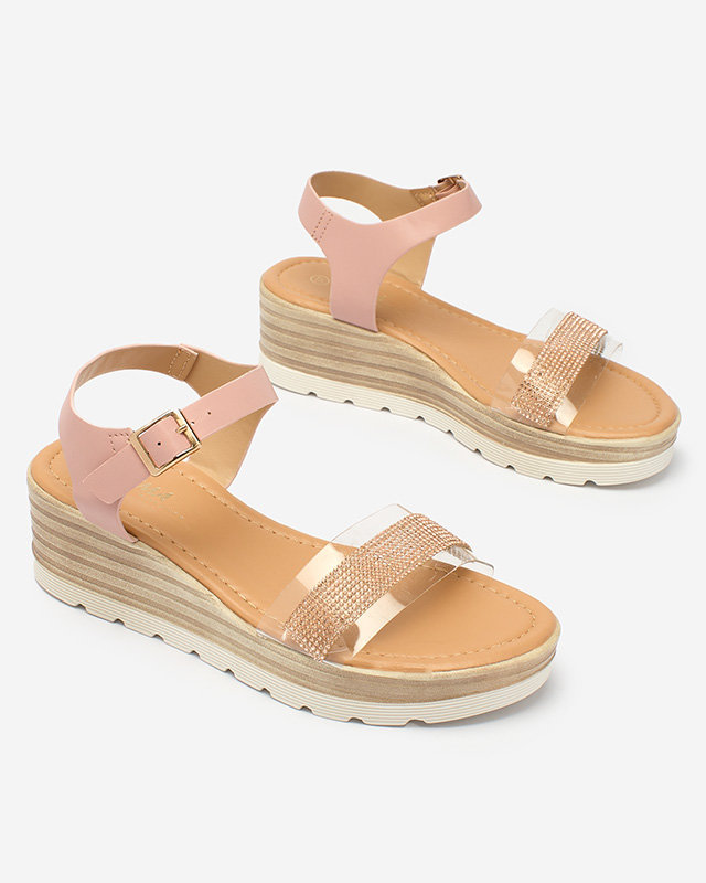 Royalfashion Rózsaszín női szandál sarokcipő cirkonokkal Zorzana