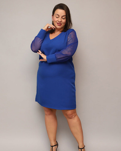 Fényes térdig érő ruha zöld színben PLUS SIZE- Ruházat