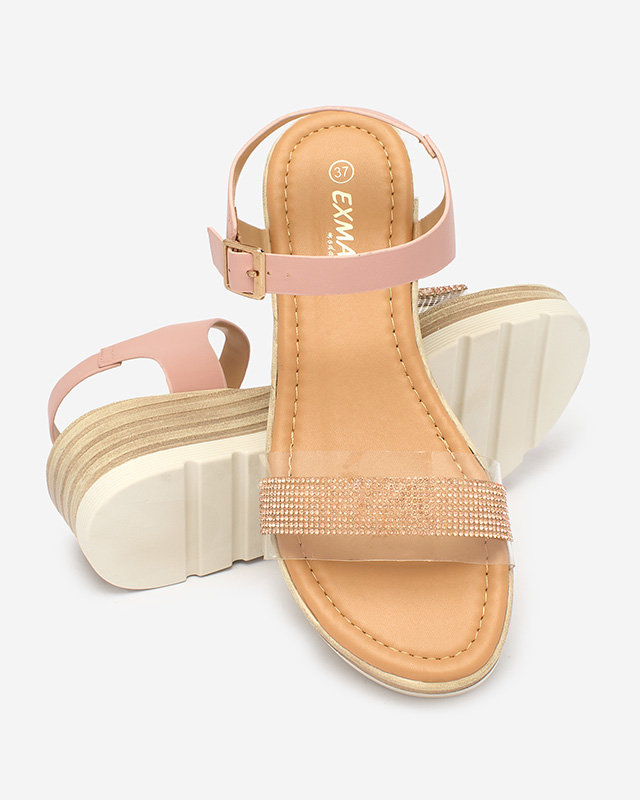 Royalfashion Rózsaszín női szandál sarokcipő cirkonokkal Zorzana