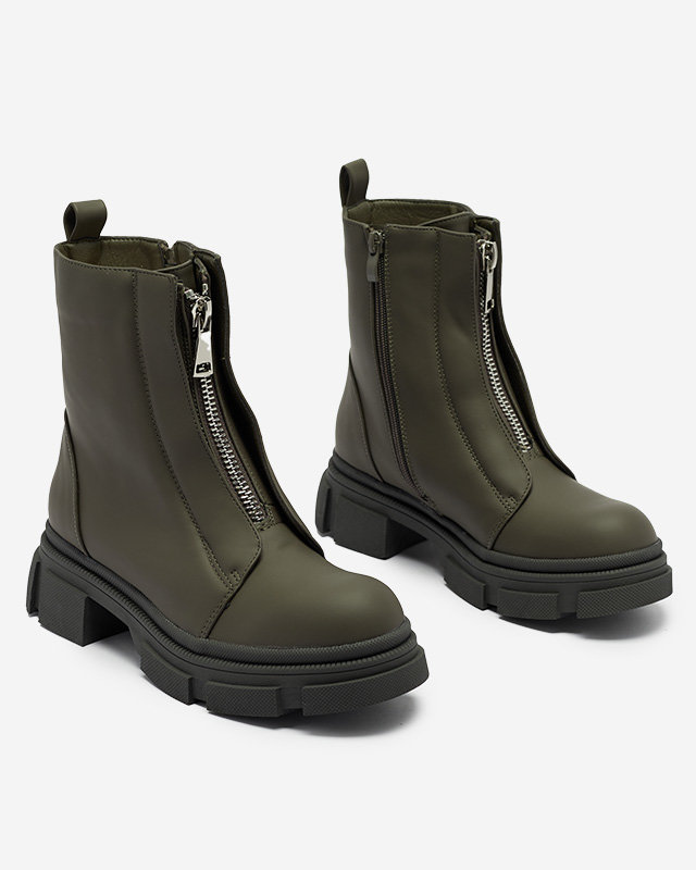 Női szigetelt sötétzöld magas szárú csizma Slovys- Lábbeli