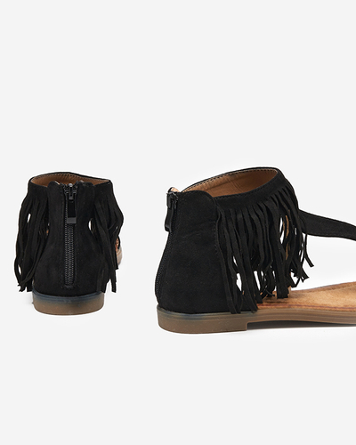Női szandál fekete rojtokkal Clov- Footwear