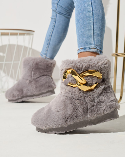 Szürke női hócsizma szőrmével Sattopa- Lábbeli