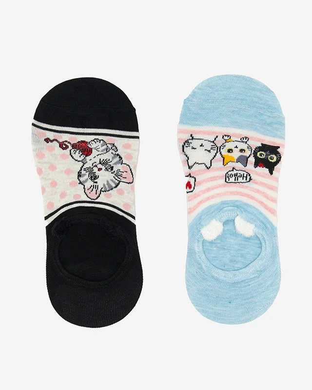 Fekete-kék női zokni állatmintás 2 / csomag - Fehérnemű