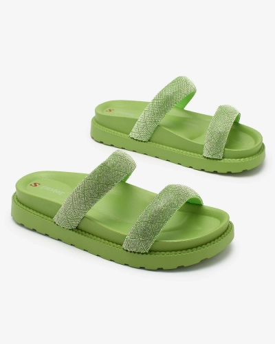 Royalfashion Neonzöld női Zirconia Sparkle Sliders