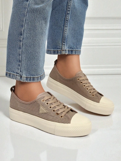 Női Hypatia Mesh világosbarna nyári sneaker lapos talp 3cm