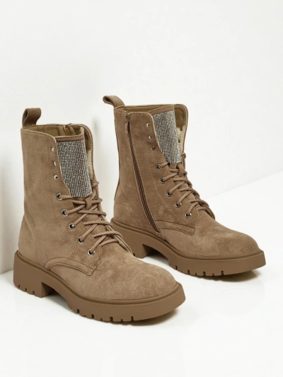 Ferlyne női öko velúr fűzős bokacsizma