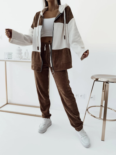 Royalfashion Női barna csíkos sport szett