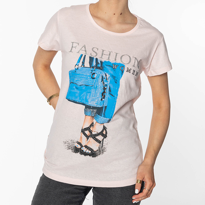 Púderes női póló FASHION-Clothing mintával