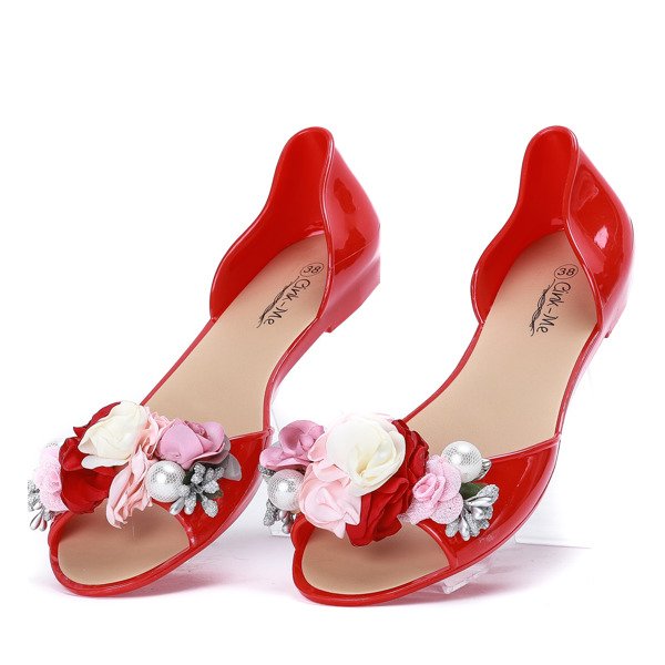 Czerwone meliski z ozdobą Meliene - Obuwie