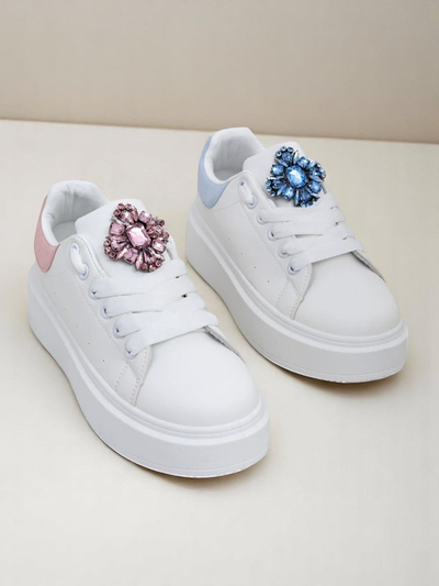 Aurelia Bianco – Fehér női platform tornacipő glamour díszítéssel