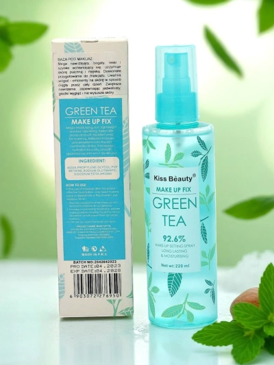 Kiss Beauty Sminkrögzítő spray zöld teával