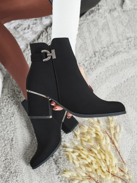 Ruvina női eco bőr bokacsizma vastag sarokkal