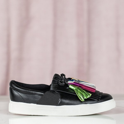 OUTLET Fekete sportcipő Osederra rojtokkal - Lábbeli