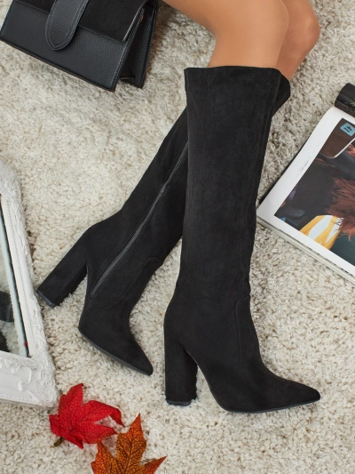 Feravi női eco velúr csizma vastag sarokkal