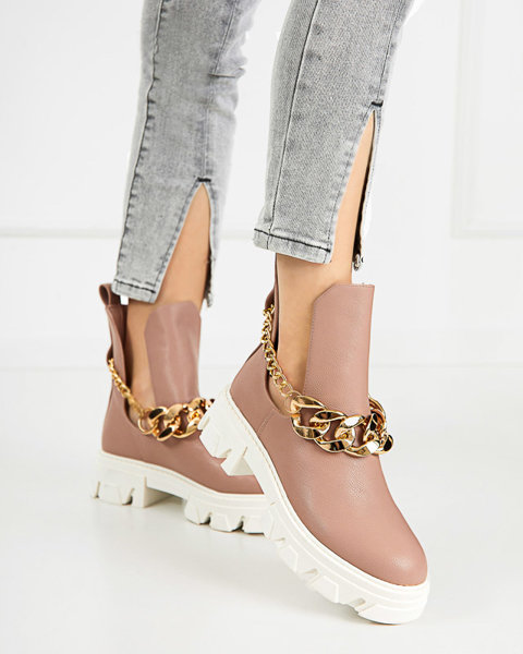 Rózsaszín női csizma lánccal Tenkay - Lábbeli