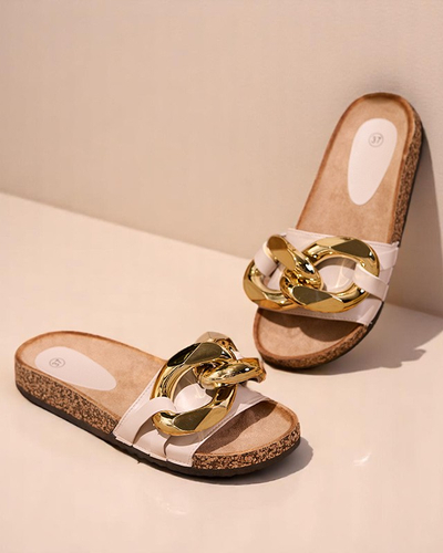 Női bézs papucs Sofig-Footwear díszítéssel