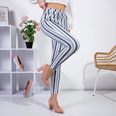 Női fehér szövet csíkos treggings - ruházat