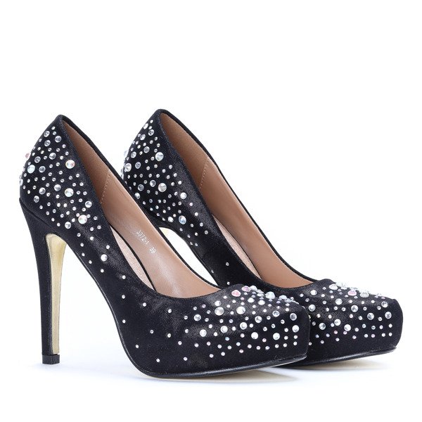 Czarne szpilki z cyrkoniami Agnessa - Obuwie