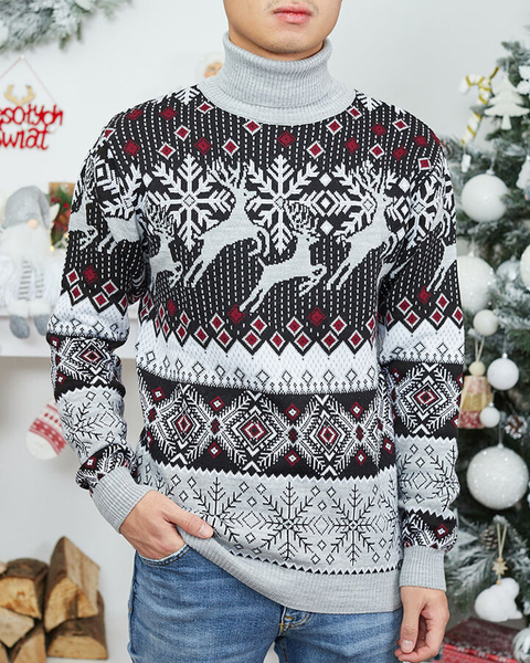 Royalfashion karácsonyi férfi garbó szürke színben