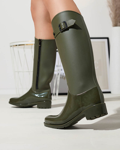 Sötétzöld női térdig érő lábszárvédő Bevirdo- Lábbeli