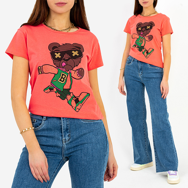 Női korallmintás póló - Ruházat