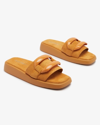 Barna női flip-flop öko-szarvasbőrből Omve - Lábbeli