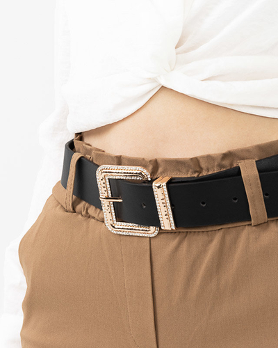 Női fekete öv arany csattal cirkóniával - Kiegészítők