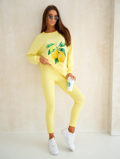 Royalfashion Női pamut szett citrom pulóverrel és leggings-szel