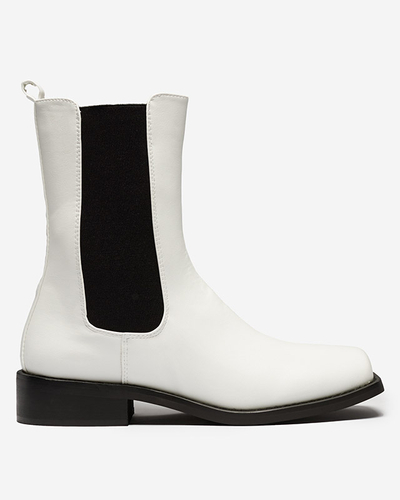 Botki Damskie Astra Białe Skórzane Eleganckie na Jesień - Astra Fehér Bőr Elegáns Női Bokacsizma Őszre