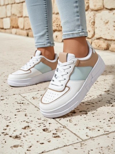 Aristea Azzurro női öko-bőr sneakerek 4 cm-es lapos talppal