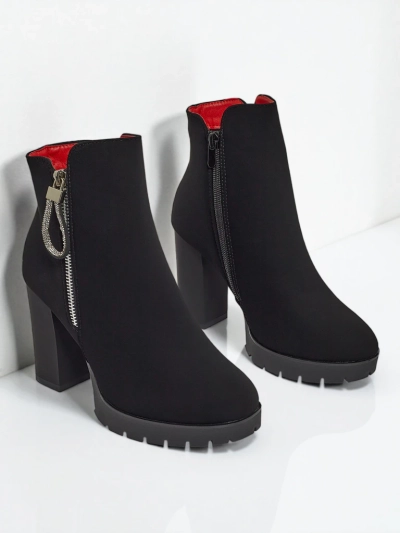 Marellin női eco bőr bokacsizma vastag sarokkal