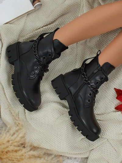 Eko bőr fűzős női Anviq bokacsizma