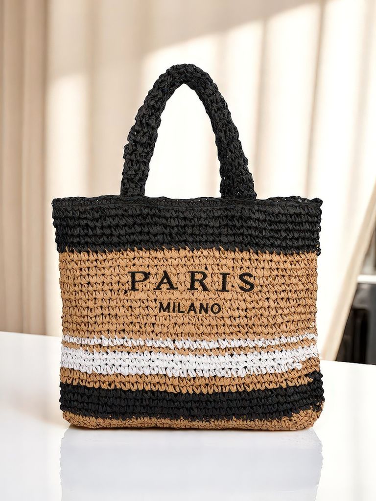 Királyi divat Nagy Szalmatáska Nőknek Párizsi Csíkos