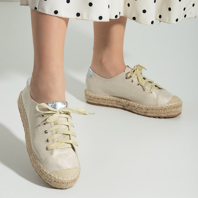 Női bézs cipők a'la espadrilles a Woilla platformon - Lábbeli