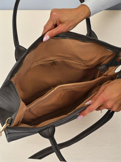 Etruria Classica Elegante szürke bőr női táska 41x31x14 cm